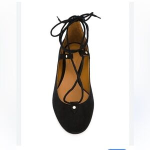 Chloé Foster Lace Up Ballet Flats in Black Suede